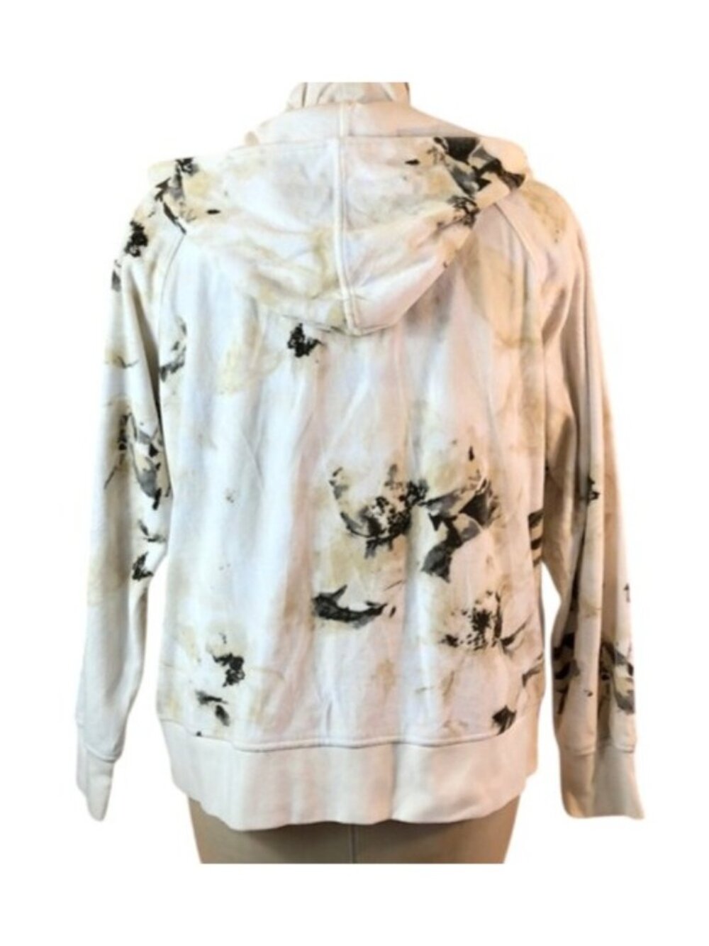 Zenergy By Chicos 3 Tie-Dye Zip-Up Hoodie Jacket White & Black Cotton Blend XL - Picture 2 of 5